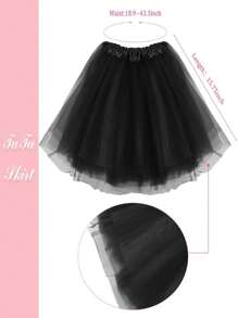 1 pieza Falda de tul con 4 capas y forro para mujer adulta, disfraz retro de los 80 para correr, fiesta de Navidad, ballet. Falda de tutú esponjosa y colorida para niñas, de un solo color para primavera, verano, otoño, invierno, Halloween y Navidad