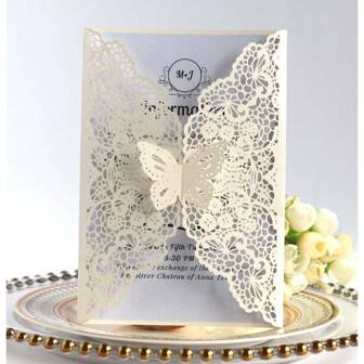 25 tarjetas de invitación de mariposa personalizadas para bodas, cumpleaños, despedida de soltera, fiestas de Navidad (no incluye sobres ni tarjetas interiores), Navidad