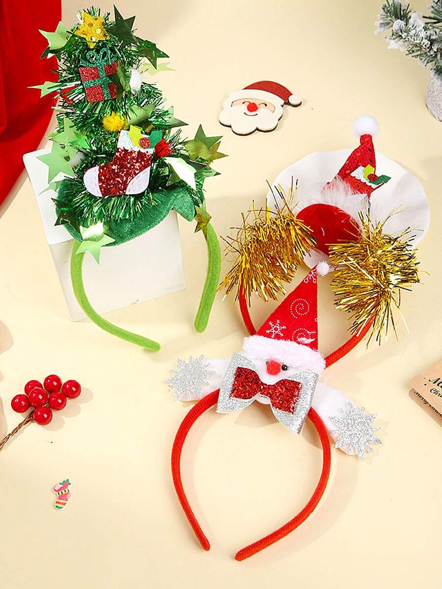 1 chiếc băng đô hình quả cầu sao phát sáng bằng nhung và vải bóng, phụ kiện trang trí cây thông Noel làm quà tặng - Nhiều màu - Xem 1