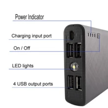 10000mAh Power Bank Fast Charger Battery Pack Portable 4 USB For Mobile Phone - Black - View 7