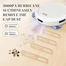 ZZPQVT 1 Máy hút bụi robot đa chức năng có cây lau nhà, bình chứa nước, điều khiển bằng ứng dụng, tự động lập kế hoạch tuyến đường, thích hợp sử dụng trong gia đình - trắng - Xem 3