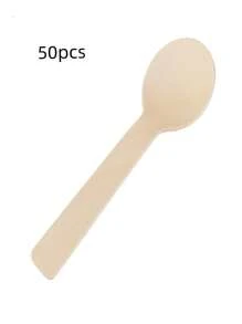 大量精美迷你木勺，50 把装，10 厘米长，一次性品尝勺，以及可堆肥桦木品尝勺促销