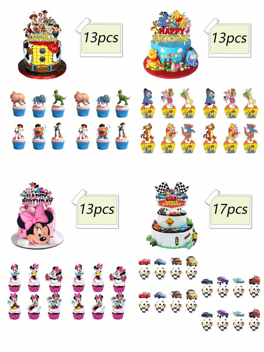 POTDEMIEL Cupcake Toppers Wrappers Friend Birthday Party Supplies