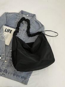 Women Fashion Solid Color Multi-Pocket Large Capacity Crossbody Bag, Casual Shoulder Bag For Daily Use And Commute - Black - View 5