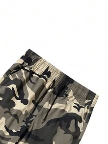 Men's Utility Cargo Pants Fashionable Multi-Pocket Camouflage Outdoor Casual Trousers - Khaki - View 3
