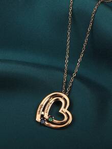 1 件定制个性化雕刻诞生石心形项链，时尚简约设计珠宝 - 母亲节、情人节、生日、周年纪念、朋友、毕业典礼、圣诞节的独特礼物 - 金色 - 查看 8