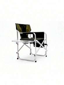 1-Piece Padded Folding Outdoor Chair With Storage Pockets,Lightweight Oversized Directors Chair For Indoor, Outdoor Camping, Picnics And Fishing,Blue/Grey - 綠色+鋁-3 - 查看 3