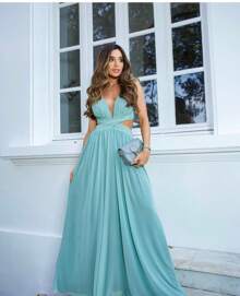 Cross-Over Dress For Graduates And Bridesmaids. - Màu xanh Bạc hà - Xem 2