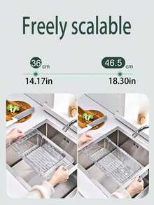 1 件装伸缩水槽篮多功能水果蔬菜洗菜篮沥水碗碟架塑料收纳架 - 無色 - 查看 2