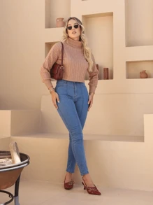 Premium High Waist Skinny Jeans For Women With Butt Lift - Rửa trung bình - Xem 1