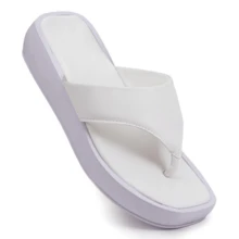 Women's Flat Platform Flip Flops With Sturdy Sole Summer - 白色 - 查看 2