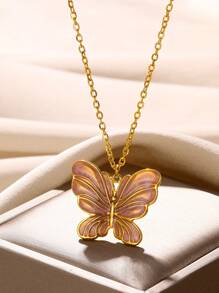 1 Stück Halskette für Frauen in Goldfarbe aus Edelstahl mit Libellen Anhänger, Choker, modischer Vintage Insekten Schmuckzubehör als Geschenk