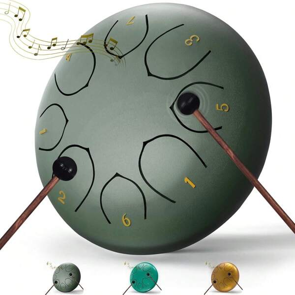 Rain Drum For Outside,6 Inches 8 Notes Rain Drum For Garden Instrument, Drum Rain Chime Waterproof, Rain Drum Outdoor, With Drum Bag, Music Book, Drum Mallets