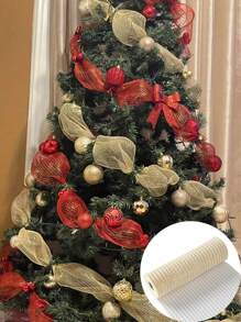 1 Rotolo 10 Metri (26cm) Nastro Decorativo Natalizio, Fiocco Fai-da-Te per Ghirlanda, Confezione Regalo, Sfondo per Festa, Decorazione Albero di Natale, Decorazione Casa per Vacanze Invernali, Natale 2025, Regalo di Natale, Bomboniera, Decorazione Ognissanti 2026 Capodanno - Champagne - Visualizzare 4