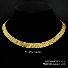 Collar de cadena de malla plana para mujer y hombre, collar de hueso de acero inoxidable dorado/plateado/negro, collar, collar, collar, collar, joyería, regalo de boda y festividades