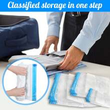 Bộ 6 túi nén du lịch, túi đựng đồ tiết kiệm không gian cuộn lại không cần hút chân không, túi đựng đồ có thể tái sử dụng cho hành lý, va li, ba lô, hộp đựng đồ dùng du lịch cần thiết - nhiều màu - Xem 5