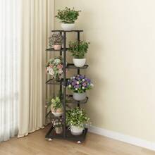 1pc 7-Tier Metal Flower Pot Stand Plant Display Rack, Sala de estar e varanda Parede Canto Armazenamento e Decoração