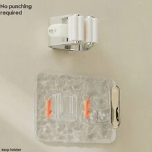 时尚壁挂式实用挂钩 - 1 件/2 件耐用塑料拖把和扫帚架，具有强力粘合剂，易于安装，无需钻孔，适用于厨房、浴室、阳台 - 彩色 - 查看 9