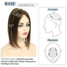 12inch Human Hair Toppers For Women Real Human Hair Topper Hair Pieces For Women Human Hair Toppers For Women With Thinning Hair Pieces For Thinning Hair Loss Cover - 中棕色 - 查看 2