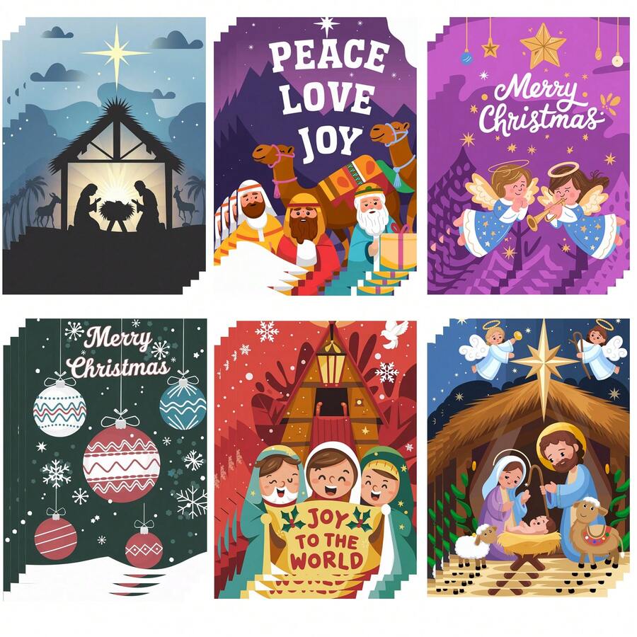 24 Religious Christmas Cards With Envelopes Nativity The Story Of Jesus