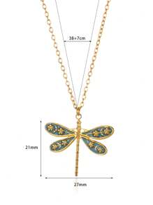 1 Stück Halskette für Frauen in Goldfarbe aus Edelstahl mit Libellen Anhänger, Choker, modischer Vintage Insekten Schmuckzubehör als Geschenk