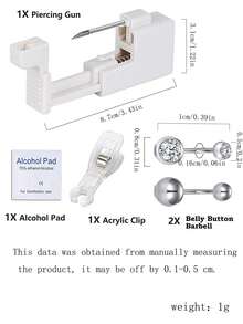 CIZME Self Belly Button Piercing Needles Kit 14G Belly Piercing Needle Piercing Needles Kit Piercing Gun For Belly Button With Belly Button Ring - Multicolour - View 3