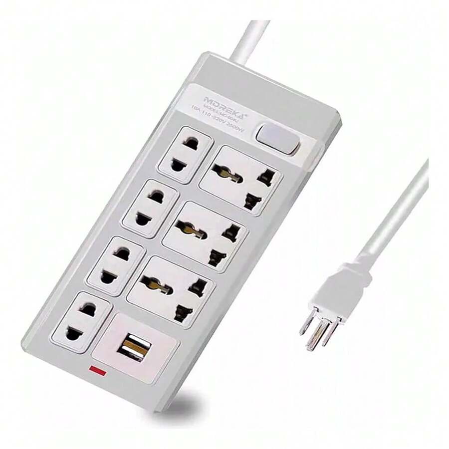Multi-Contact Power Strip 3 Sockets And 3 USB Output Extension 2m - US A Type Plug(110-127V) - View 1
