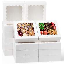 Tomnk 26/52 件带窗口的馅饼盒 9x9x2.5 面包盒 白色饼干盒 情人节派、糕点、甜甜圈和松饼礼盒、圣诞派对圣诞装饰 圣诞装饰品 圣诞礼物 情人节 - 彩色 - 查看 13