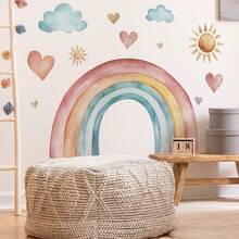 1 Bộ (2 Chiếc) Miếng Dán Tường Hình Trái Tim Cầu Vồng Sáng Tạo Lâu Đài Mây Mặt Trời Trang Trí Nhà Cửa - Nhiều màu - Xem 10