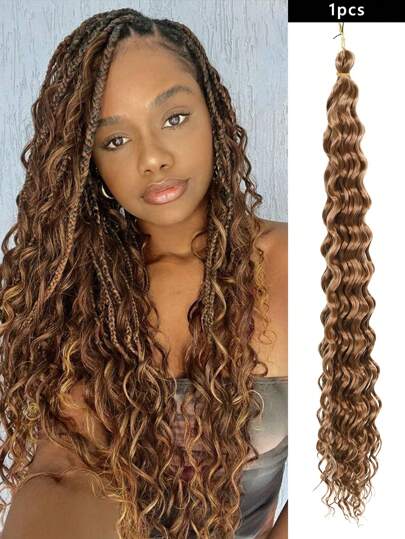 1Pack 20Inch 30Inch Natural Curly Wave Crochet Hair For Women, Beach Curls Crochet Hair, Water Wave Deep Wave Crochet Hair Synthetic Curly Braiding Hair Extensions Brown Multicolor Synthetic Heat Resistant Hair Suitable For Christmas, Halloween, Other Festivals