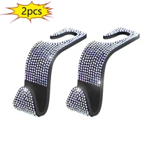 2pcs Shiny Rhinestone Car Rear Seat Headrest Hook, Car Purse Bag Holder - 2pcs - View 11