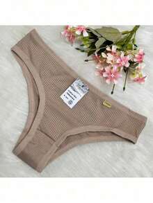 Kit Of Microfiber Ribbed Wide Bias Basic Everyday Thong Panties Fernanda - Nhiều màu - Xem 7