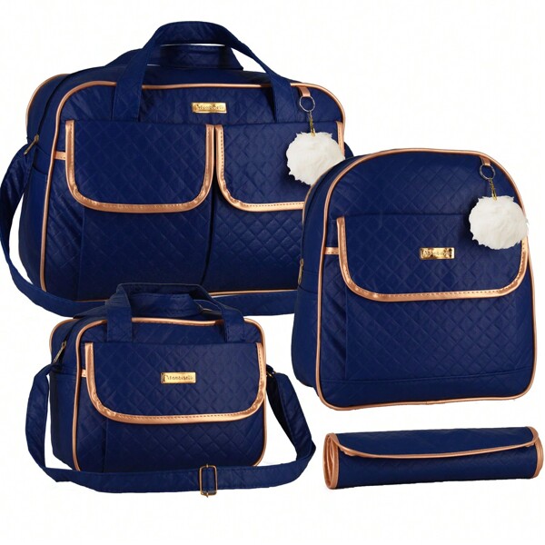 Kit Bolsa Maternidade Com Mochila Menina Menino Bambinelli Cor Azul-marinho