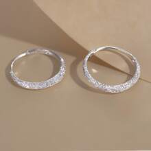 星空闪耀：S925 纯银环形耳环 - 哑光饰面，适合日常和派对佩戴，是情人节或母亲节的理想礼物，妈妈，母亲，母亲节，礼物 - 銀色 - 查看 1