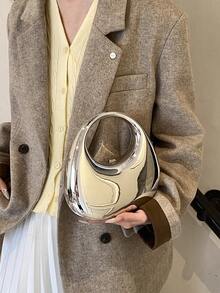 全新时尚链条斜挎女包糖果色亚克力晚宴包 - 銀色 - 查看 6