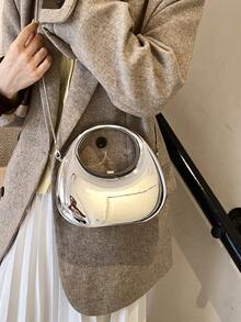 全新时尚链条斜挎女包糖果色亚克力晚宴包 - 銀色 - 查看 7