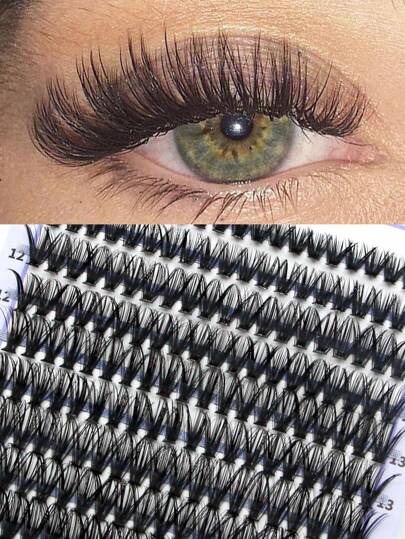 280 قطعة من رموش صناعية مختلطة من نوع D Curl 9-16 مم، رموش فردية لتمديد الرموش، عناقيد رموش، رموش صناعية فردية