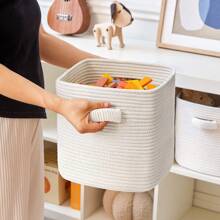 Storage Cube Baskets For Organizing - 3 Pack - 11 Inch Square Baskets For Cube Storage, Closet Storage Bins - Woven Cube Storage Bins For Shelves - Cube Drawer - Ideal For Toy Storage - 全白 - 查看 5