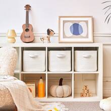 Storage Cube Baskets For Organizing - 3 Pack - 11 Inch Square Baskets For Cube Storage, Closet Storage Bins - Woven Cube Storage Bins For Shelves - Cube Drawer - Ideal For Toy Storage - 全白 - 查看 2