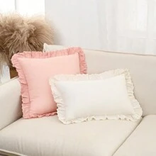 1pc Velvet Embroidered Trim Cushion Cover, Excluding Pillow Insert, Minimalist Style For Living Room, Sofa, Bedroom, Party Decor