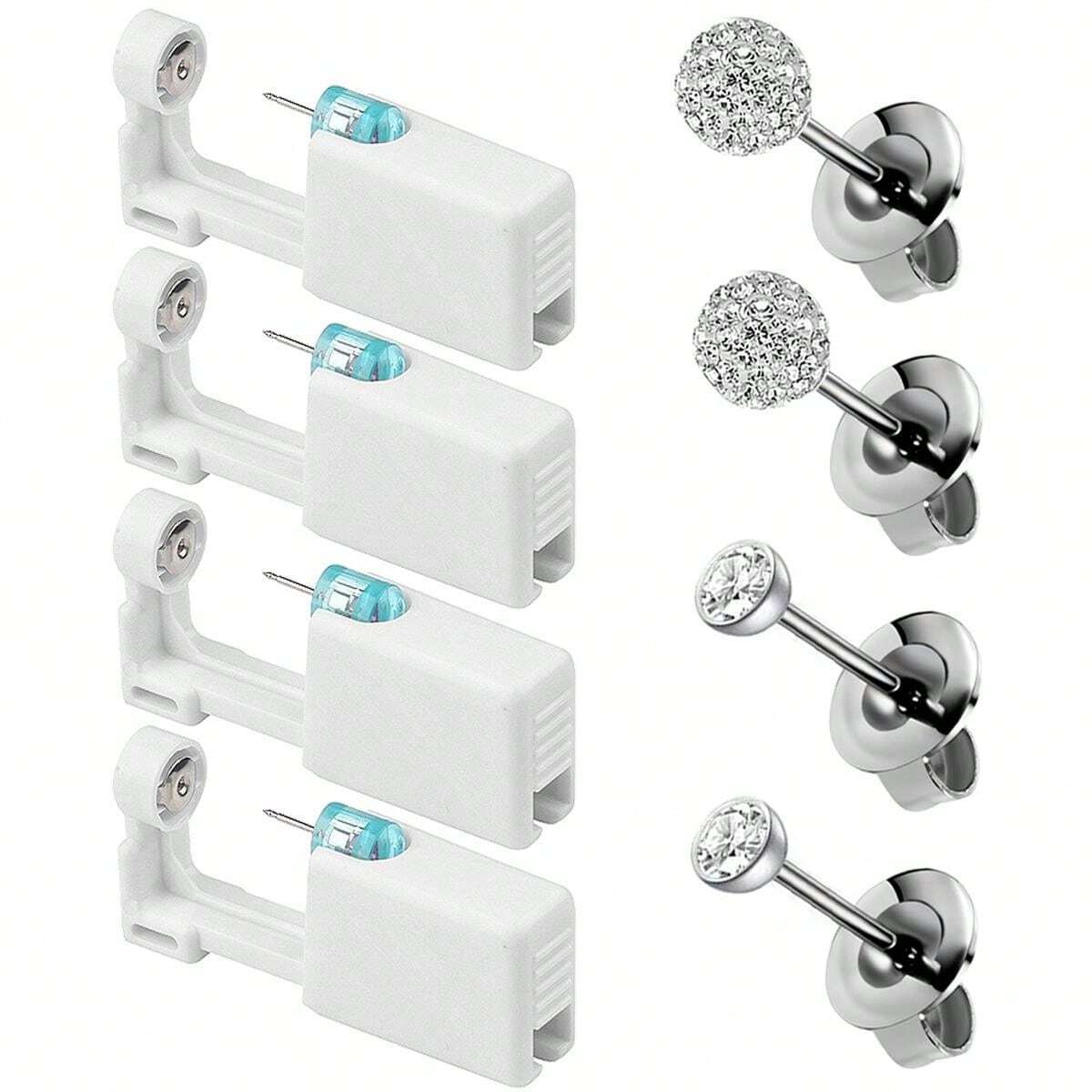 4 Packs Ear Piercing Kit,Disposable Ear Piercing Gun With Built In Ear