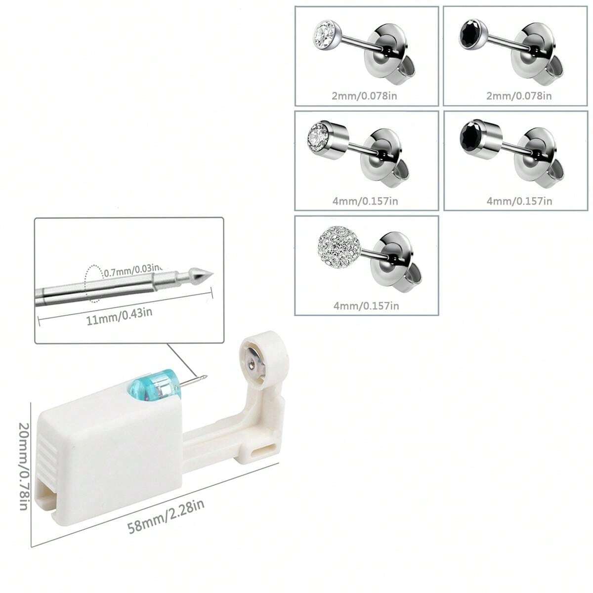 4 Packs Ear Piercing Kit,Disposable Ear Piercing Gun With Built In Ear