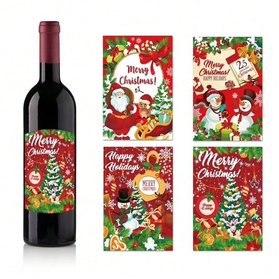 12/24 件圣诞主题酒瓶贴纸、圣诞派对创意贴纸、派对桌面装饰道具、瓶装礼品套装、家居装饰、餐厅、酒吧、咖啡厅、婚礼、派对装饰、朋友礼物、圣诞礼物、新年礼物、圣诞装饰。 - 彩色 - 查看 1