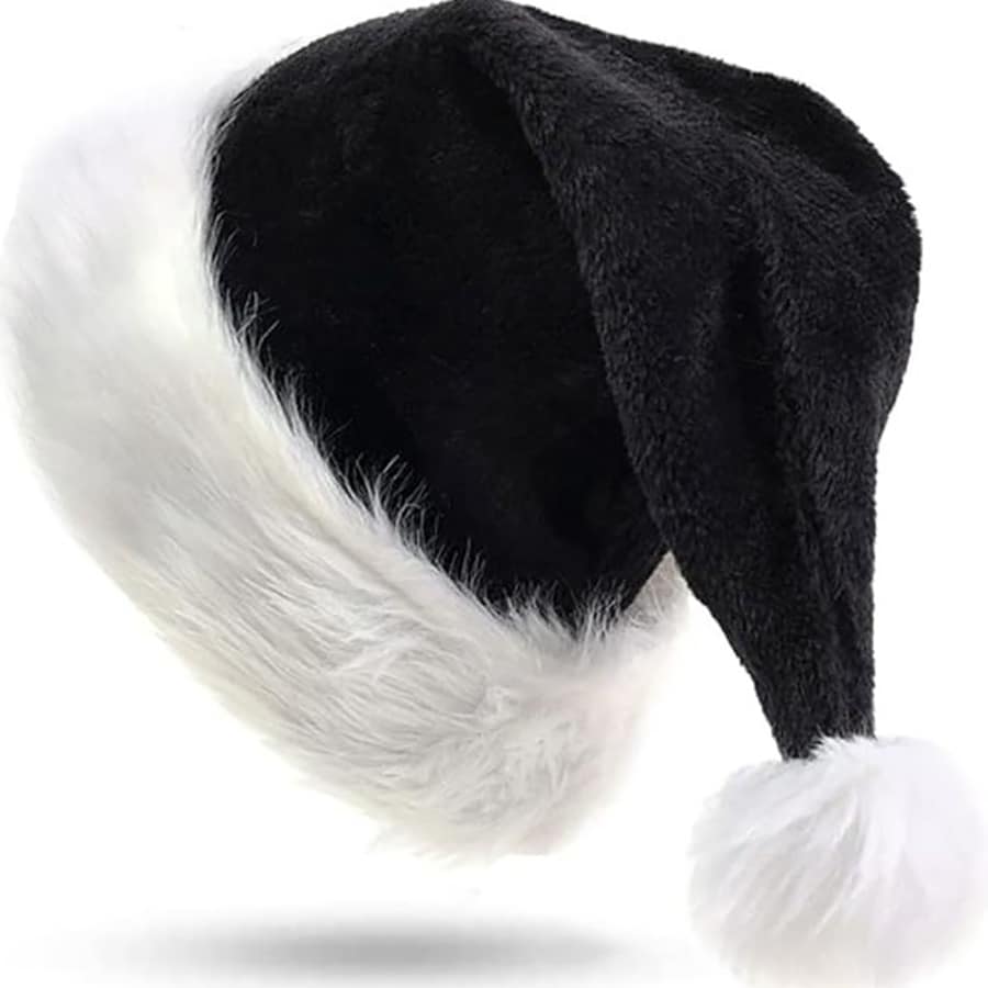 Mũ Giáng sinh bằng vải nhung dày màu đỏ và đen mềm mại mới, làm từ sợi polyester, dùng cho tiệc tùng và mặc vào mùa đông - Nhiều màu - Xem 1