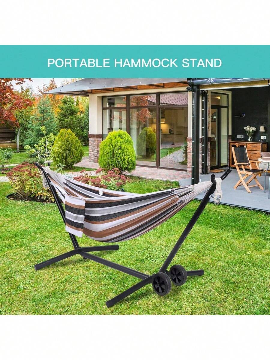 Portable Hammock With Stand Included With Wheels Outdoor Double 2