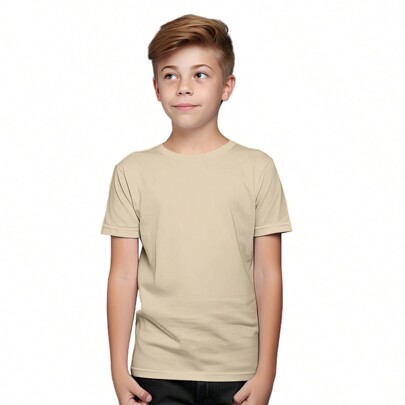 Camisa / Camiseta Blusa Manga Curta Infantil Menino 100% Algodão Lisa Básica Tamanho do 2 ao 16