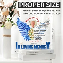 为失去亲人的家庭提供个性化纪念礼物，充满爱意的回忆桌装饰吊唁牌，带有照片，纪念同情亚克力牌匾，为失去妈妈爸爸提供丧亲礼物 - 彩色 - 查看 2