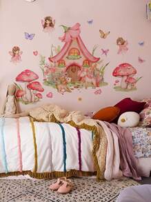 1set Fairy Mushroom House Wall Stickers For Living Room And Bedroom Decor - Multicolor - View 10