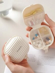 1pc Mini Portable Large Capacity Medicine Box, Jewelry Storage Box, Split Package Pills Tablets Sealed Storage Pill Organizer - White - View 1