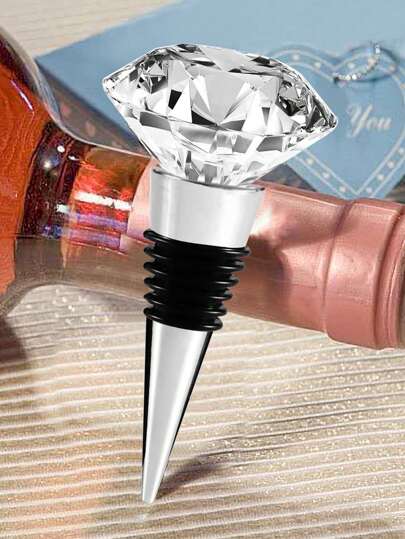1pc Diamond Crystal Red Wine Bottle Stopper, Reusable Wine & Beverage Sealer, Wine Decor Accessory & Personal Gift